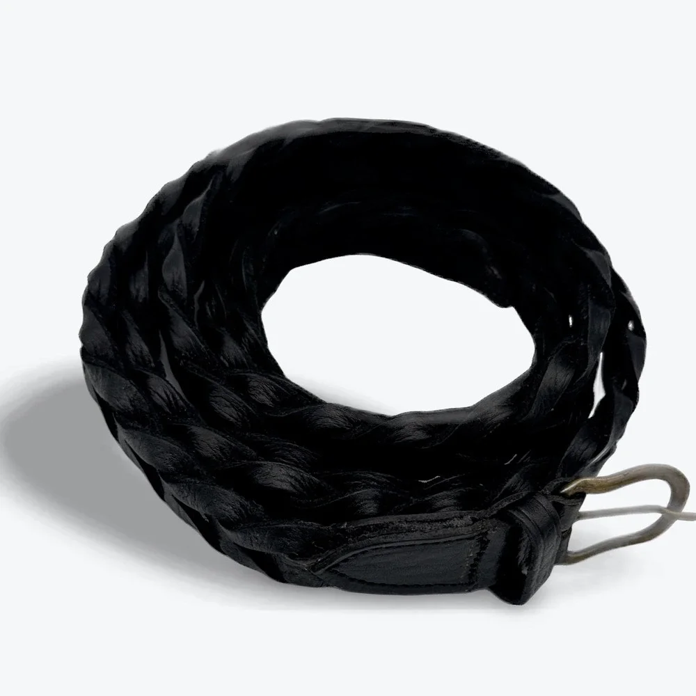 Vtg Motif 56 Braided Genuine Leather Belt Morocco Mens Big & Tall Size 60 66 in